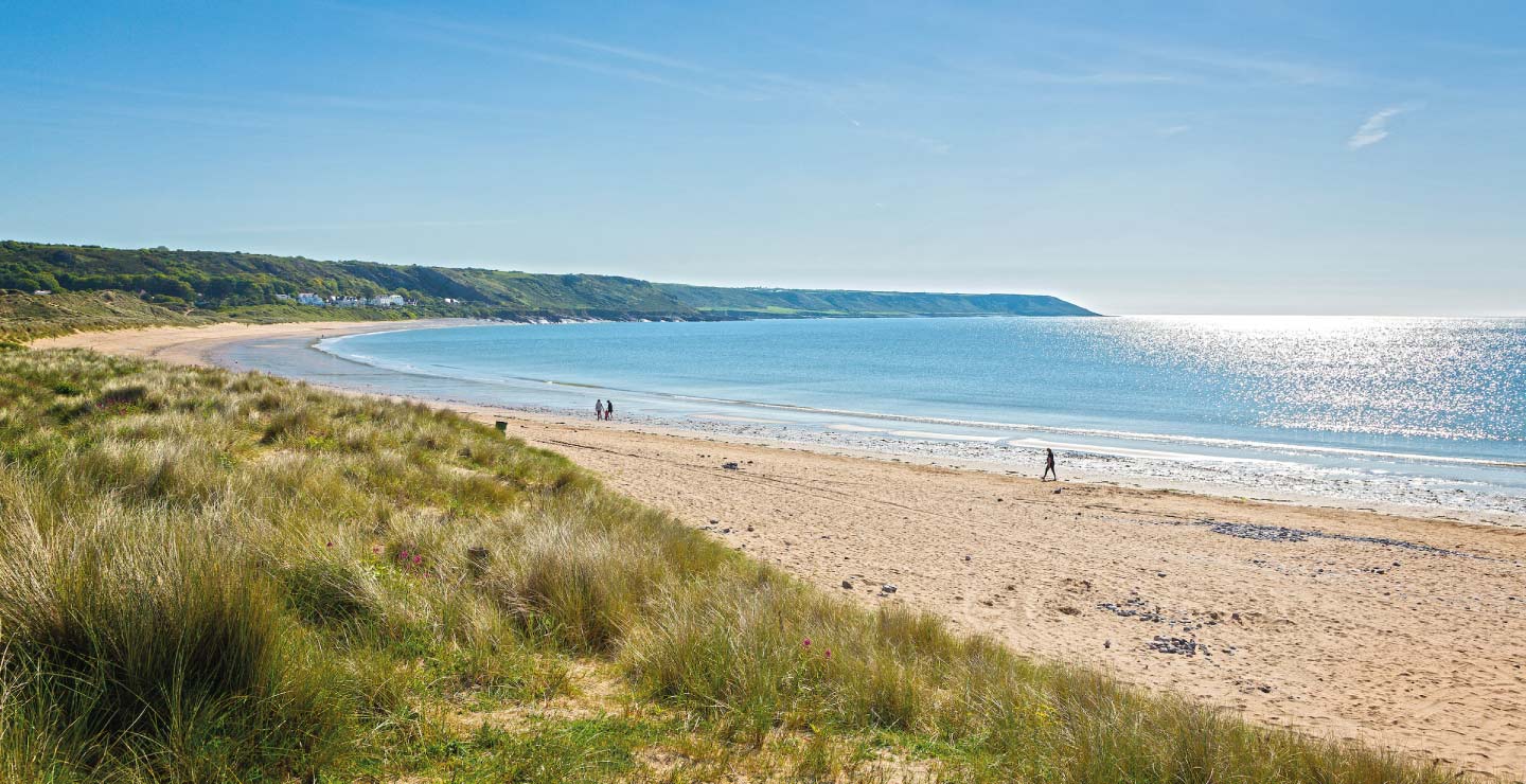 Port Eynon beach and coastline Gower Peninsula Swansea County