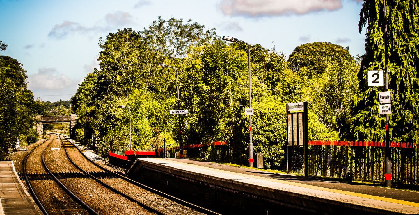 Transport for Wales' Caergwrle station platform in the sunshine