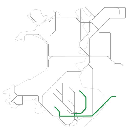 Route map of where the Class 170 trains run on Transport for Wales
