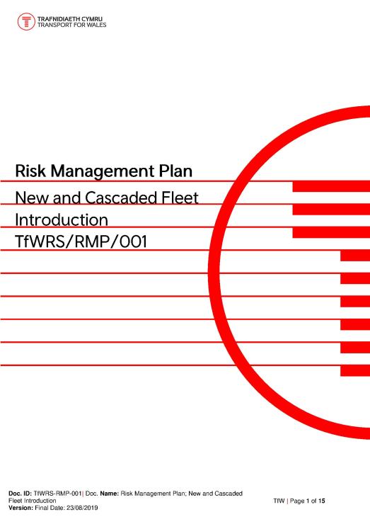 Risk management plan - New and cascaded fleet introduction