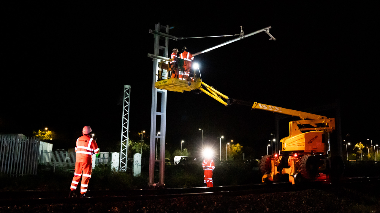 First electrified rail lines being installed