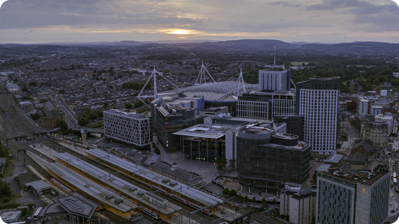 Aerial view of Cardiff
