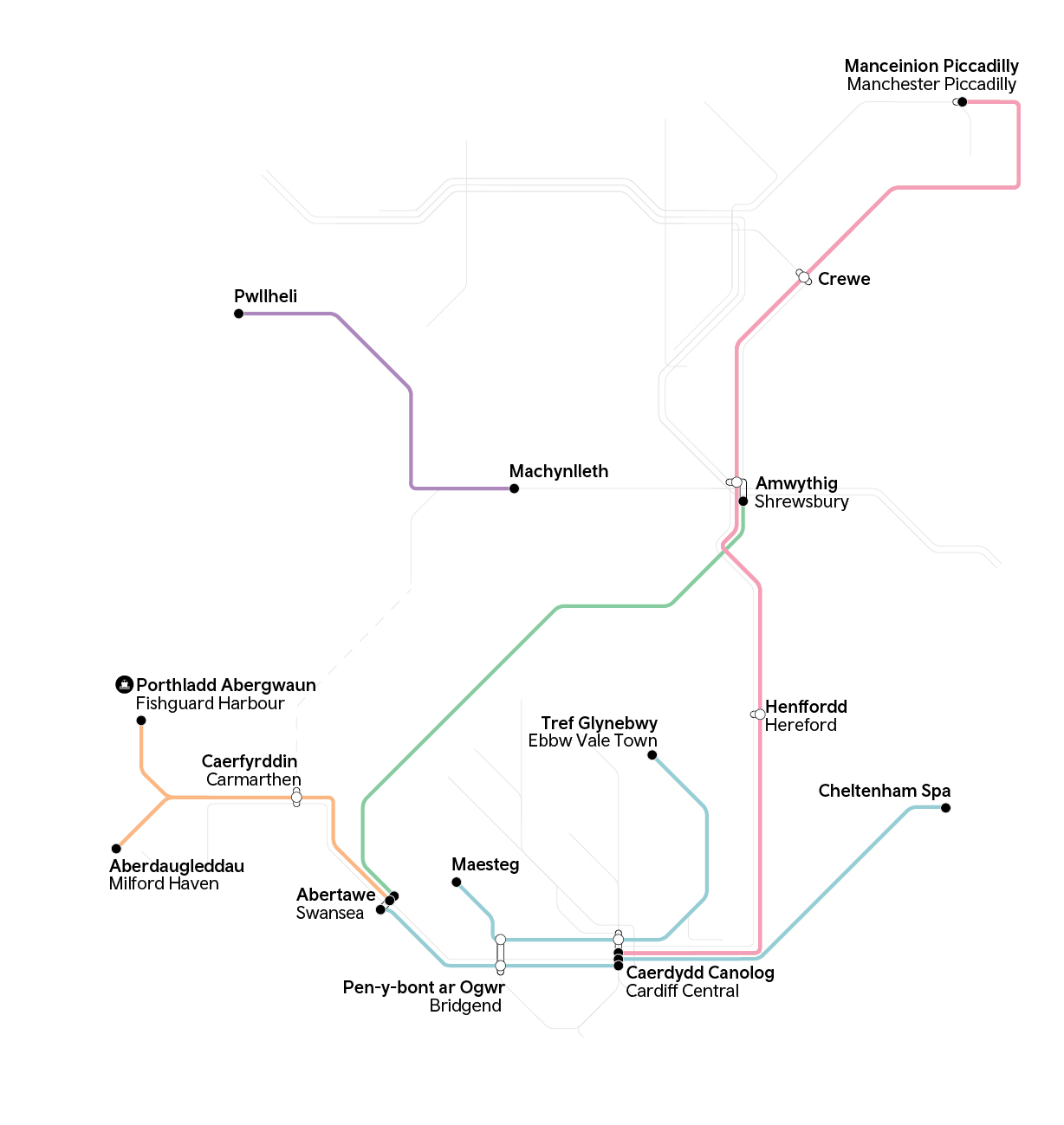 Significant timetable changes map 15 December 2024