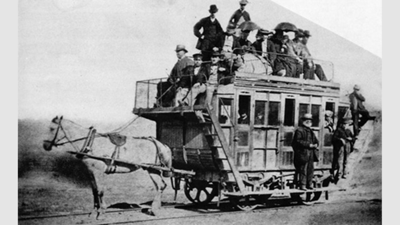 Horse pulled carriage in 1858