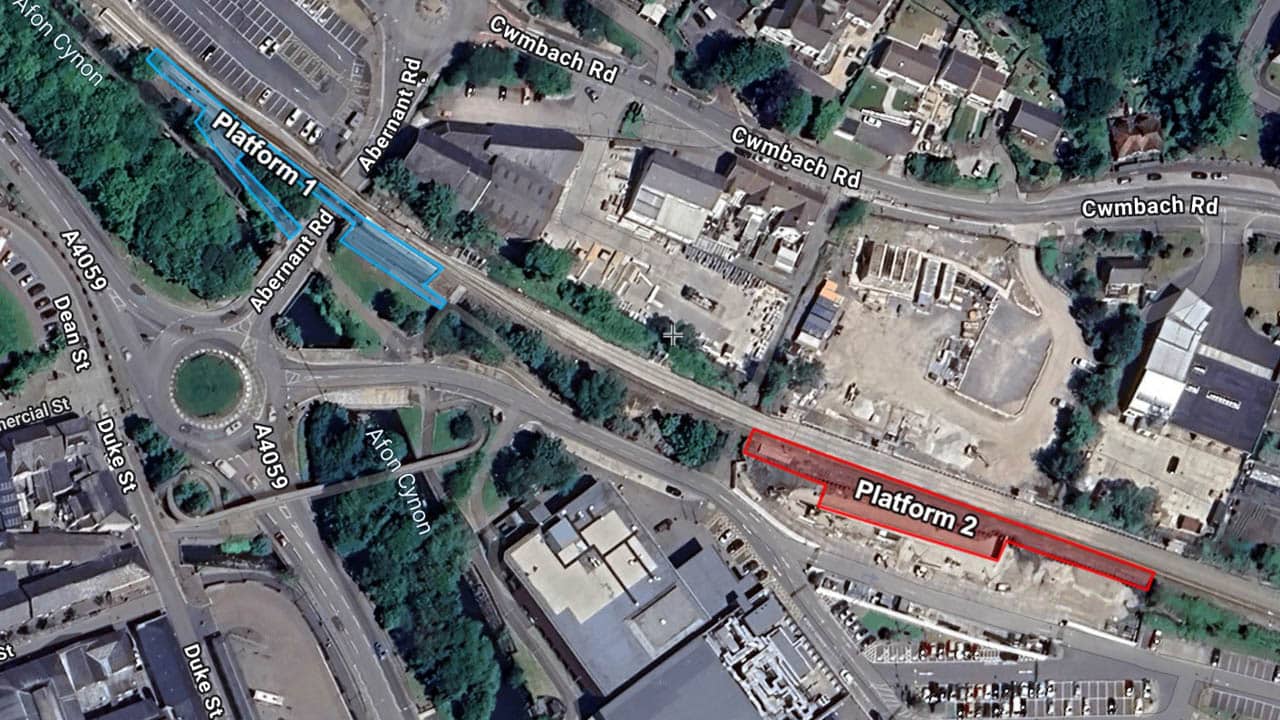 Map of new platform at Aberdare station