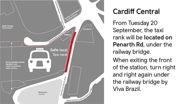 Cardiff Central taxi rank map