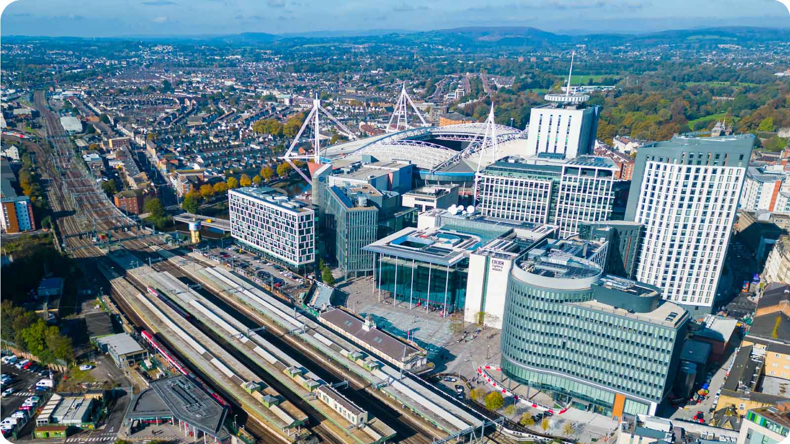 Aerial image of Cardiff central