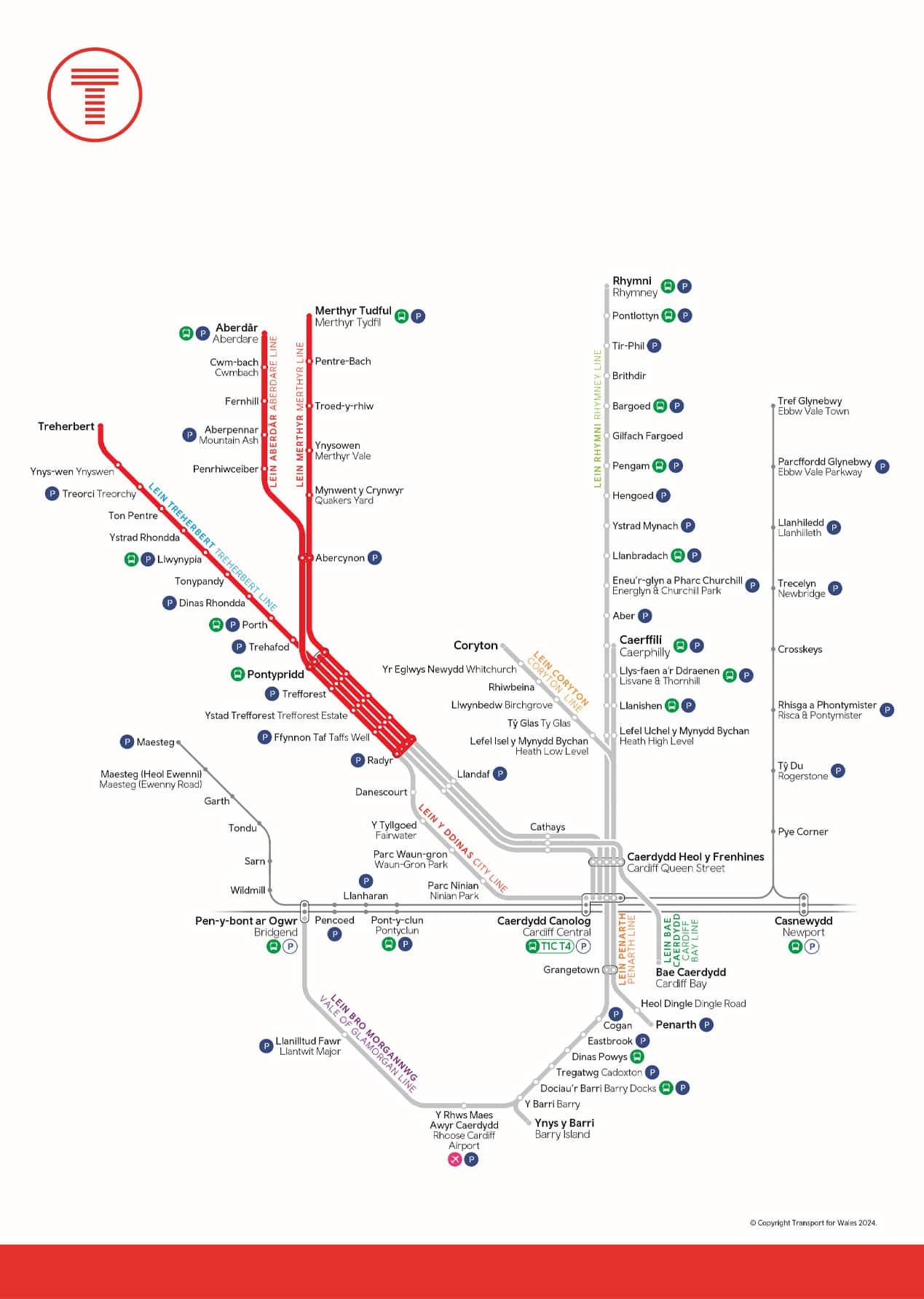 Treherbert/Aberdare/Merthyr - Radyr closure map