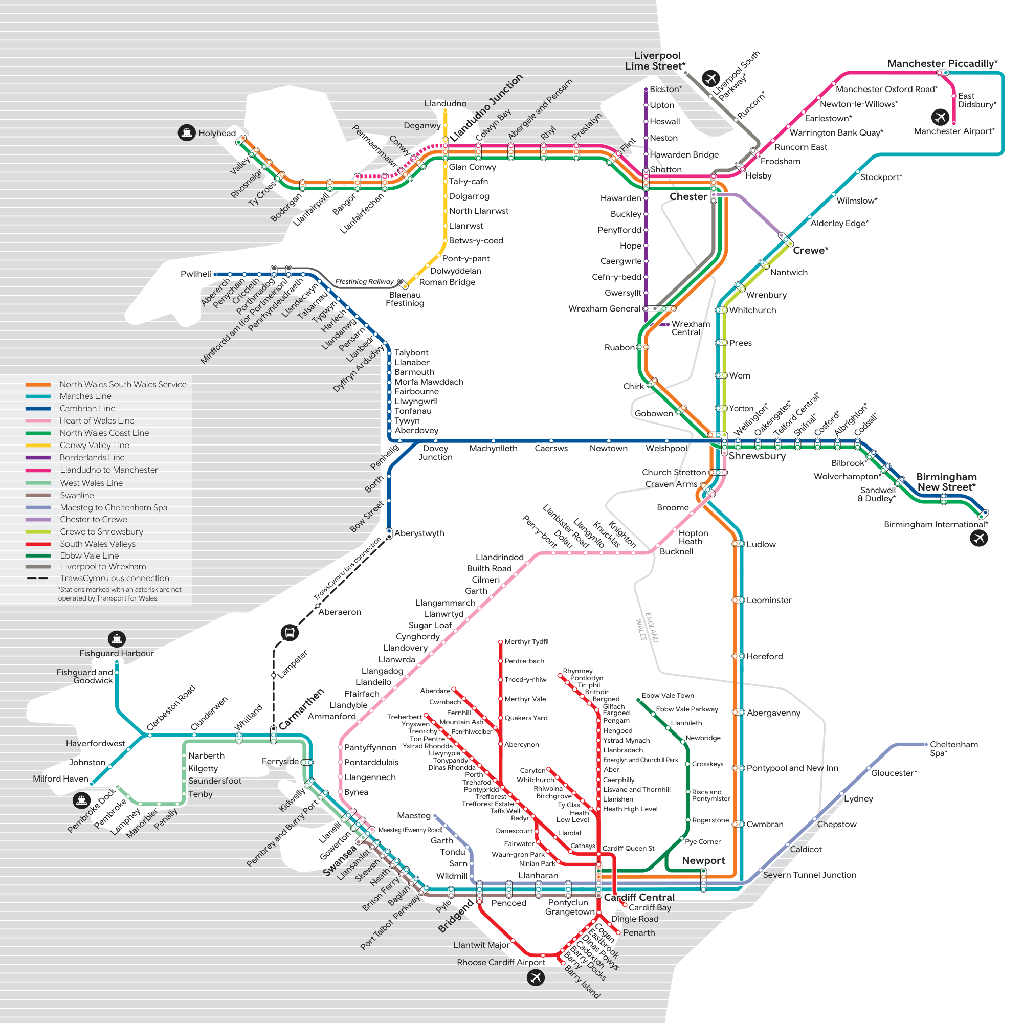 Transport for Wales Network Map