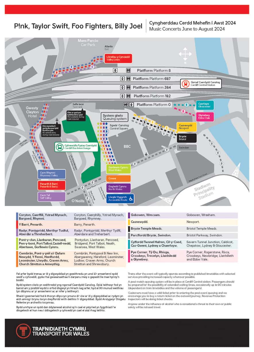P!NK, Taylor Swift, Foo Fighters and Billy Joel queue map 
